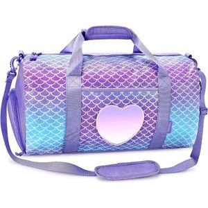 Girls Mermaid Purple Duffle Travel Sleepover Sport Gym Compartment Bags